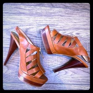Michael Kors brown leather statement heel